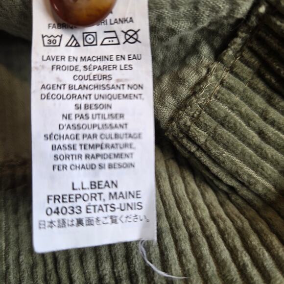 LL Bean Women’s 2X Plus Corduroy Shirt Jacket Green Button Front Cotton Shacket - Picture 10 of 12